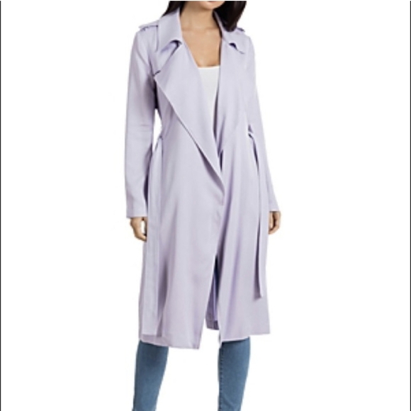 Badgley Mischka Angelina Trench Coat in Lavender Size XL - Picture 2 of 10